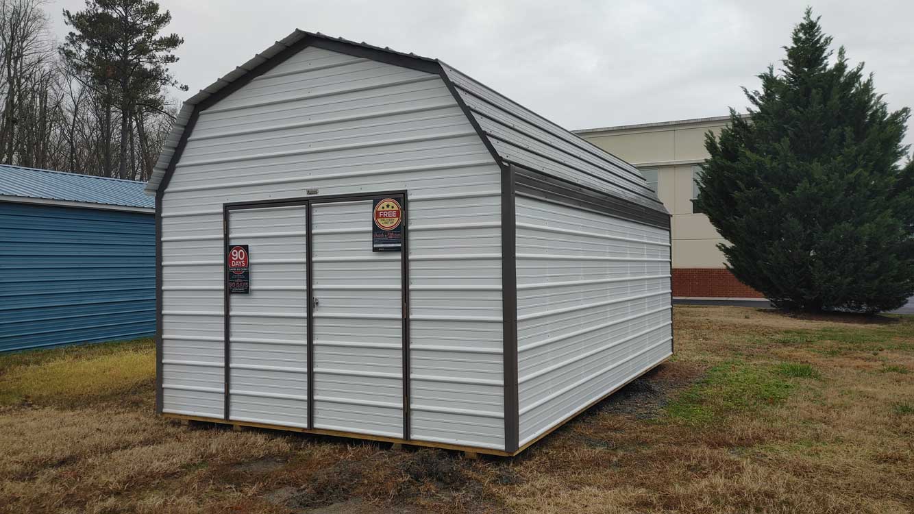 12' x 20' White Metal Lofted Barn Storage Shed