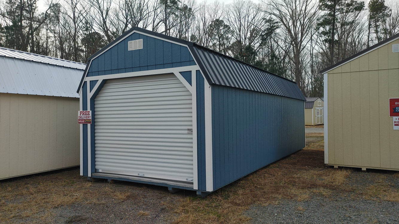 12' x 28' Smoky Blue Lofted Barn Garage Storage Shed